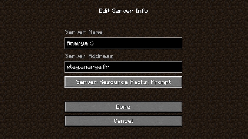 Entrer l'IP du serveur